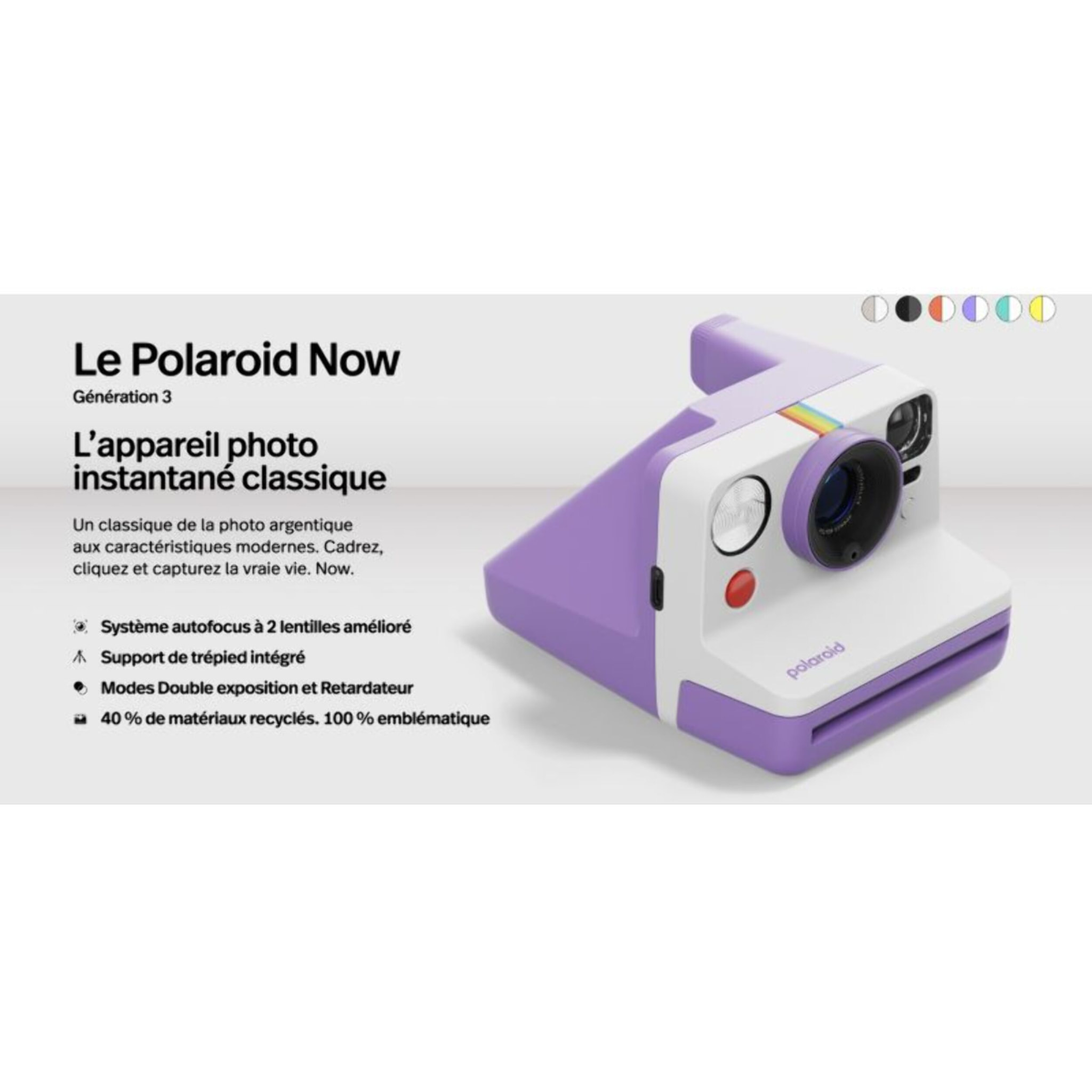 Appareil photo Instantané POLAROID Now Generation 3 Purple