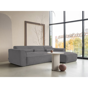 Felix - canapé modulable d'angle droit 4 places en tissu texturé - Gris foncé