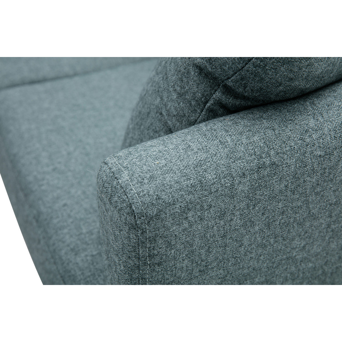 Canapé d'angle gauche déhoussable scandinave en tissu vert de gris et bois clair 3-4 places OSLO