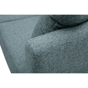 Canapé d'angle gauche déhoussable scandinave en tissu vert de gris et bois clair 3-4 places OSLO