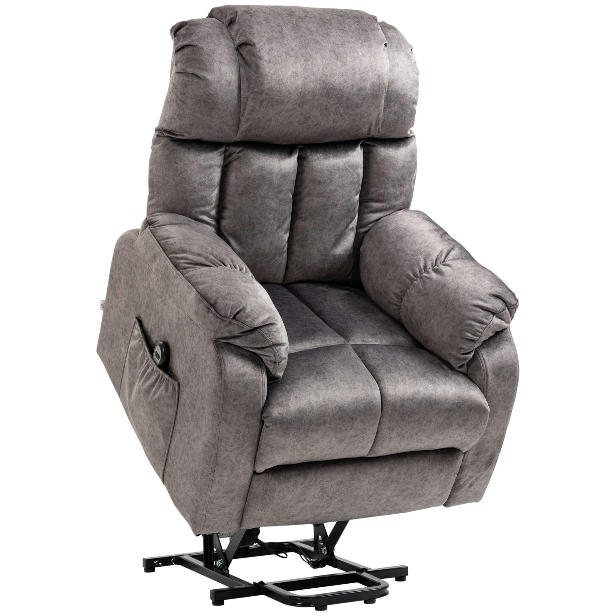 Sillón Relax Levanta Personas Eléctrico Silla Elevadora Eléctrica con Reposapiés 2 Bolsillos Laterales Mando a Distancia y Reclinación Eléctrica hasta 135° Gris