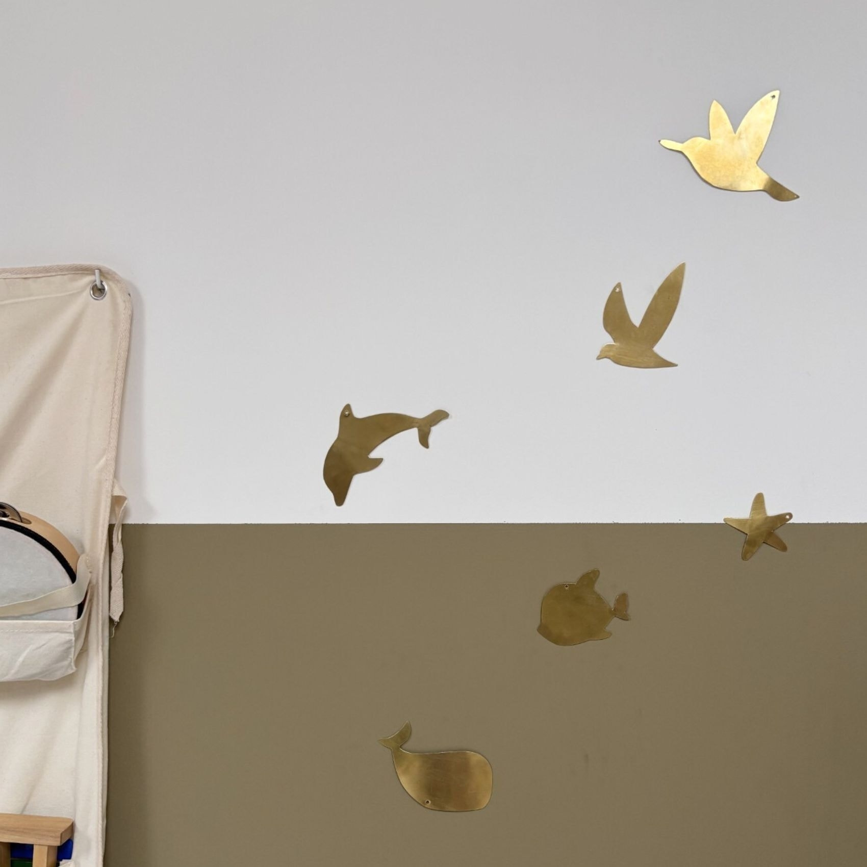 Déco murale baleine en laiton - Doré