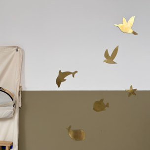 Déco murale baleine en laiton - Doré