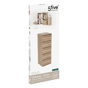 Chiffonier 5 tiroirs effet bois naturel