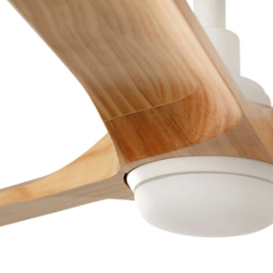 HEYWOOD L LED Ventilateur blanc/bois clair DC