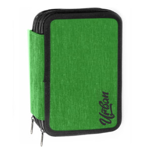 Astuccio 3 ZIP "Urban" Completo 43 Pezzi - (7 Accessori + 18 Pastelli + 18 Pennarelli) - Verde