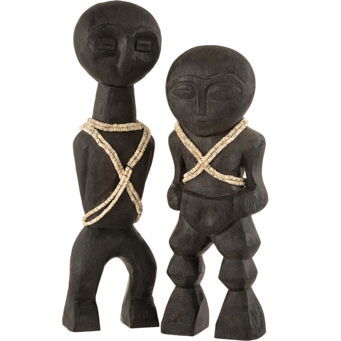 J-Line décoration Personnage Takwimu - bois - noir - large