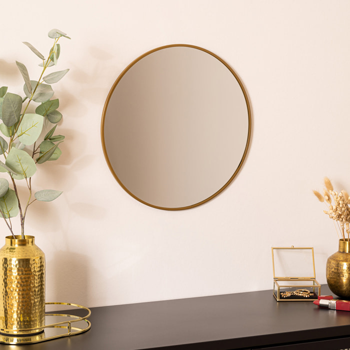 Miroir rond "Alice" D38cm or