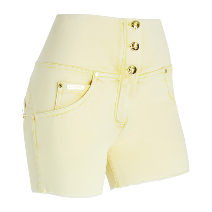 Shorts push up WR.UP® tintura ice wash con vita alta