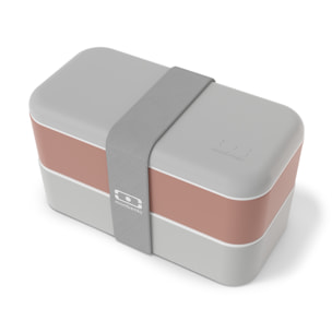 Lunch box 2 compartiments Original 1L Made in France rose Moka / gris Coton