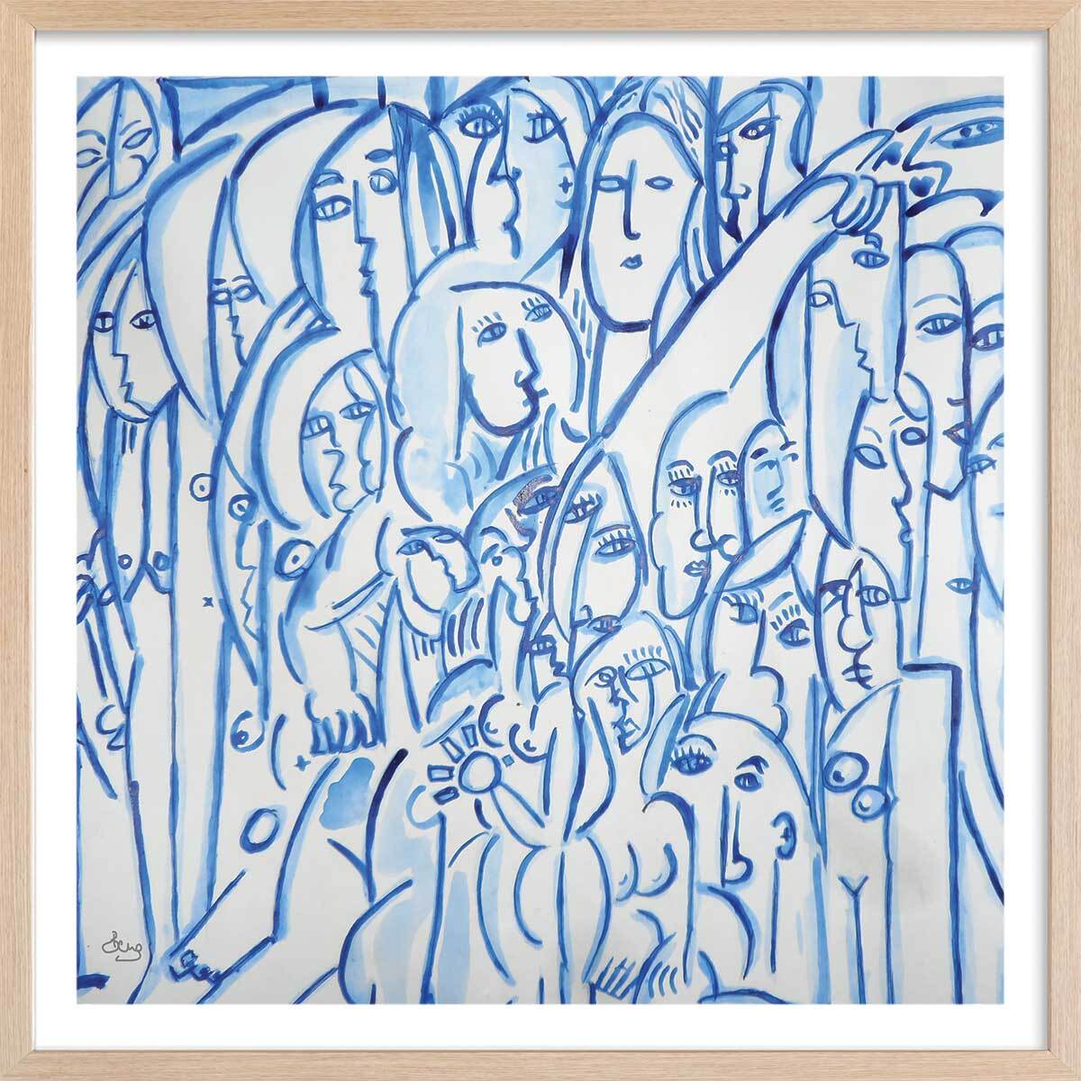 Affiche reproduction abstraite"" par là "" Affiche + cadre en bois - Chêne