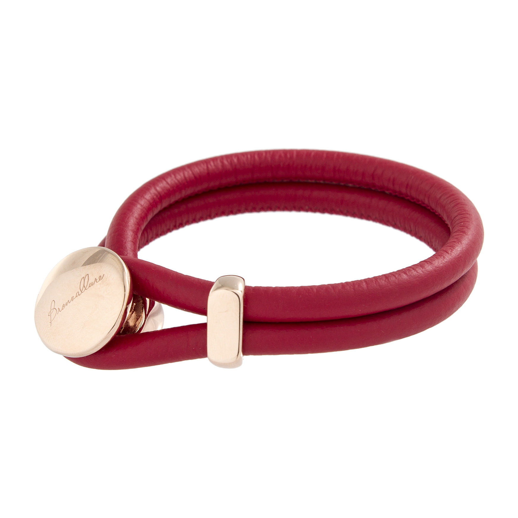 Bracciale in Pelle Rosso con Bottone in Golden Rosé