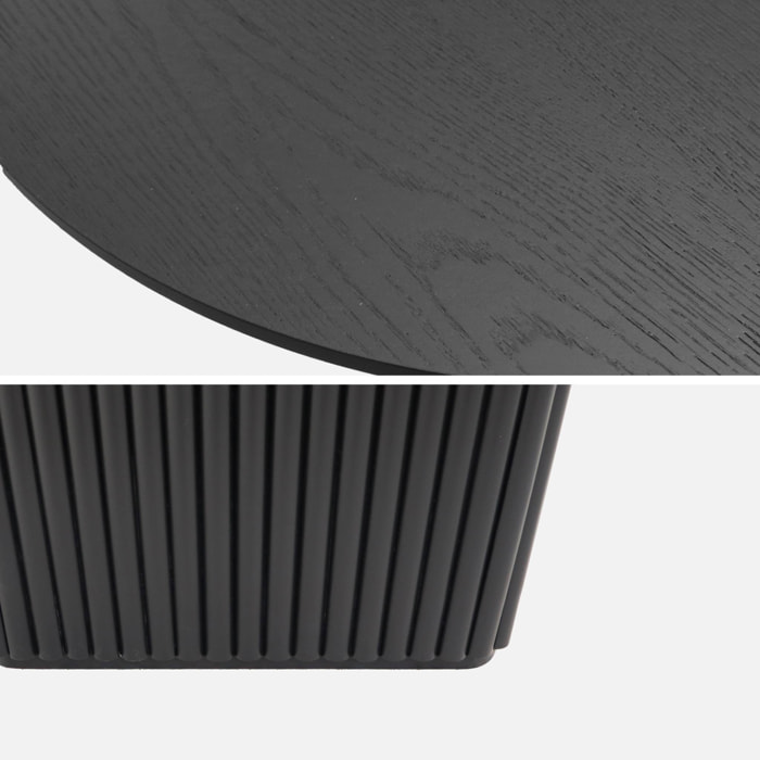 Table basse oblongue bois d'hévéa placage chêne noir - L 122 x P 65 x H 35 cm - Gabrielle