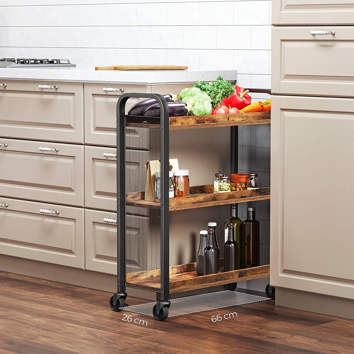 Carrello da cucina industrial Nashville in legno e metallo