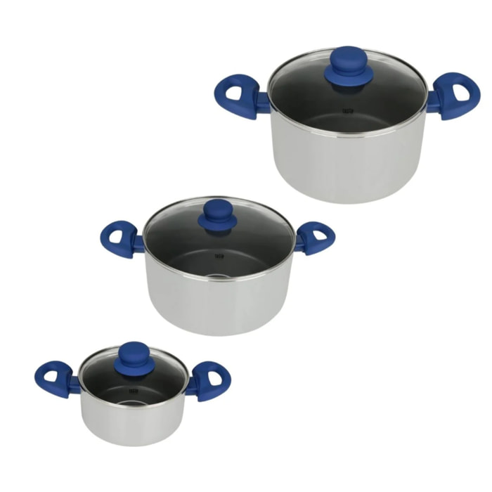 Set de 3 Faitout avec doseur d'huile et couvercle 16cm / 20cm / 24cm Tasty Casserole