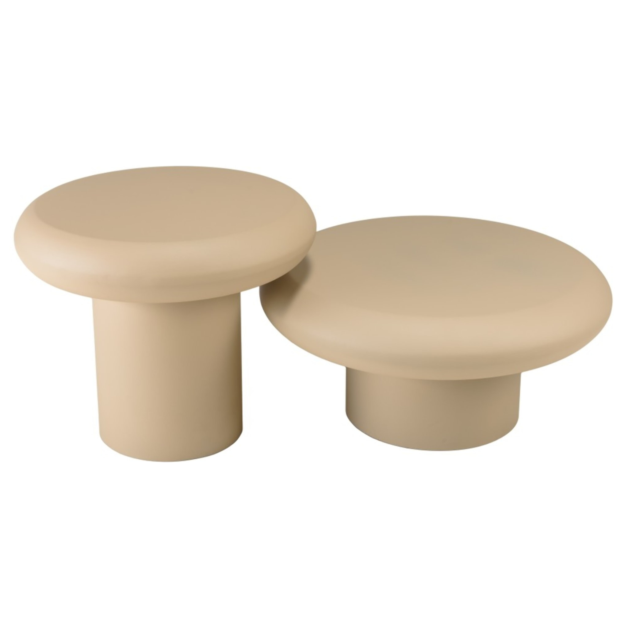 HORTENSE - Set de 2 tables basses forme champignon en fer beige mat