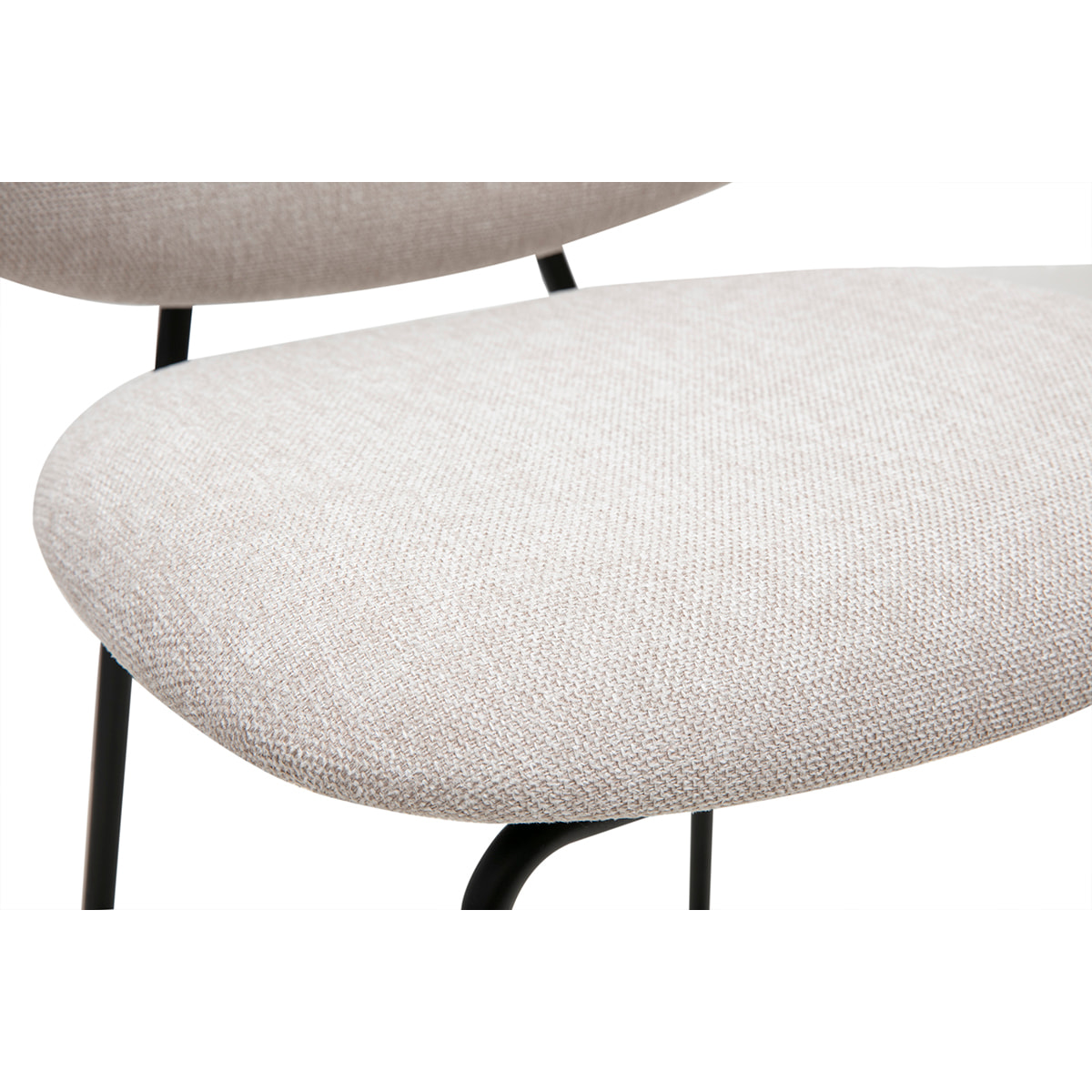 Tabourets de bar en tissu effet velours texturé beige et métal H66.5 cm BARNET (lot de 2)