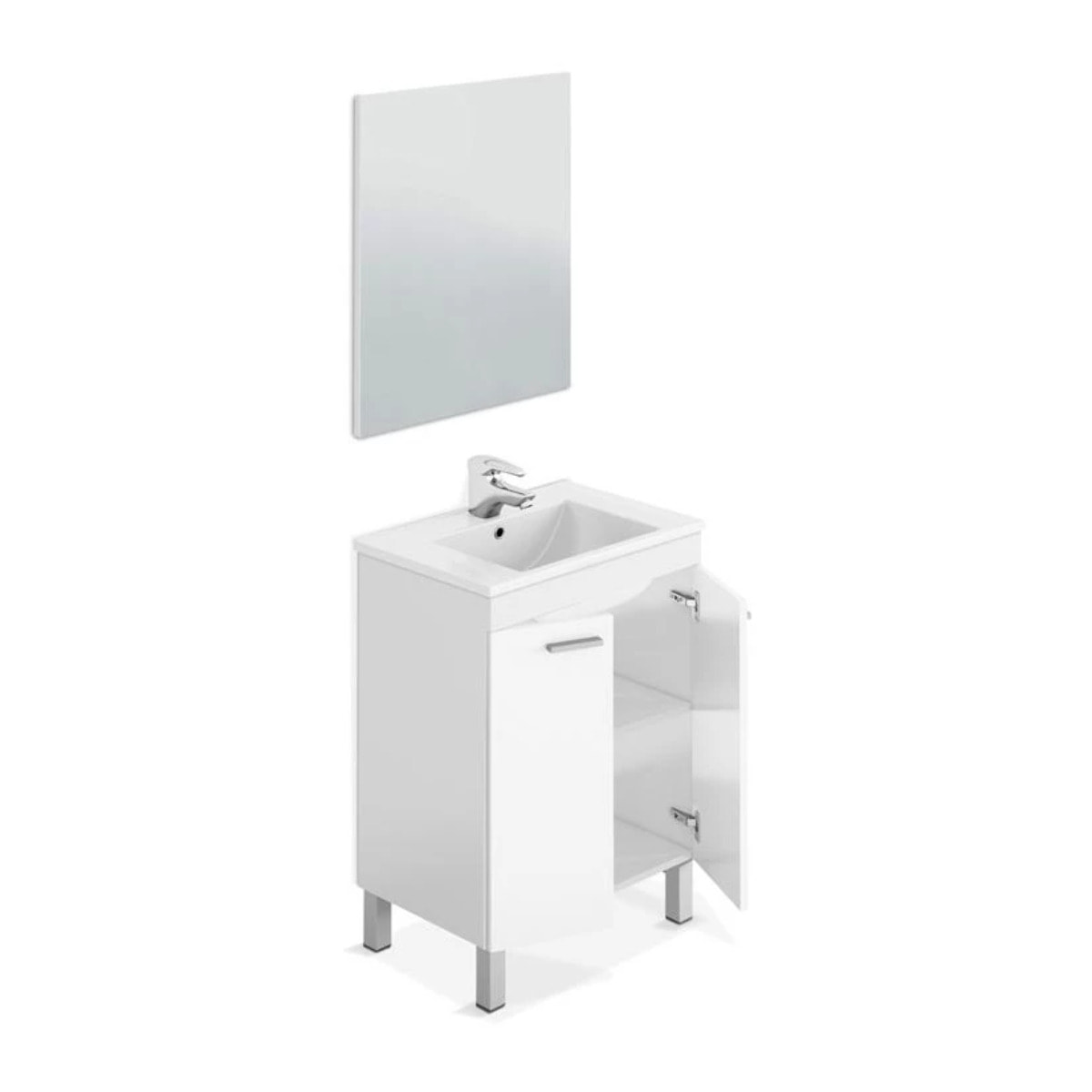Mueble de baño con espejo LC1 60 Blanco Brillo