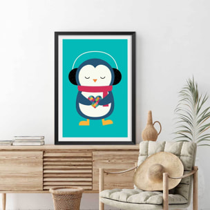 Affiche  coeur à prendre Affiche sous cadre noir