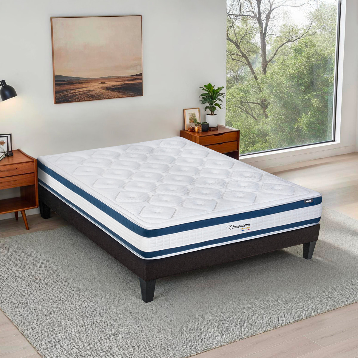 Ensemble Matelas Memoire de forme Chenonceau avec sommier en bois