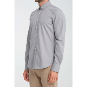 camicia uomo 1 bottone button down slim Jacquard Fantasia Grigio/Bianco