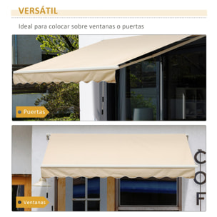 Toldo Manual Retráctil Plegable con Manivela 295x245cm para Balcón Terraza Beige