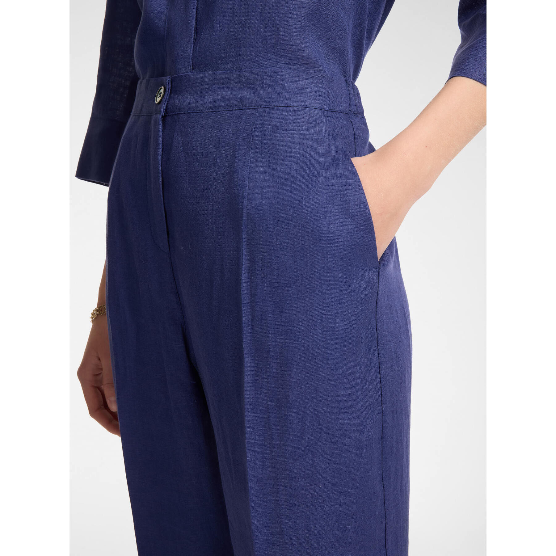 Elena Mirò - pantalones de lino - Azul