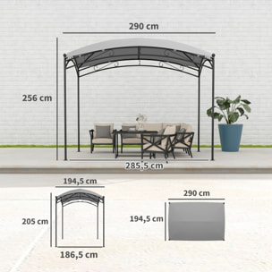 Cenador para Jardín 3x2 m Pérgola de Jardín Gazebo con Cúpula Elegante y Estructura Metálica Impermeable Carpa para Exterior Terraza Patio Gris
