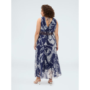 Fiorella Rubino - Vestito lungo Dream plissé con stampa floreale - Blu
