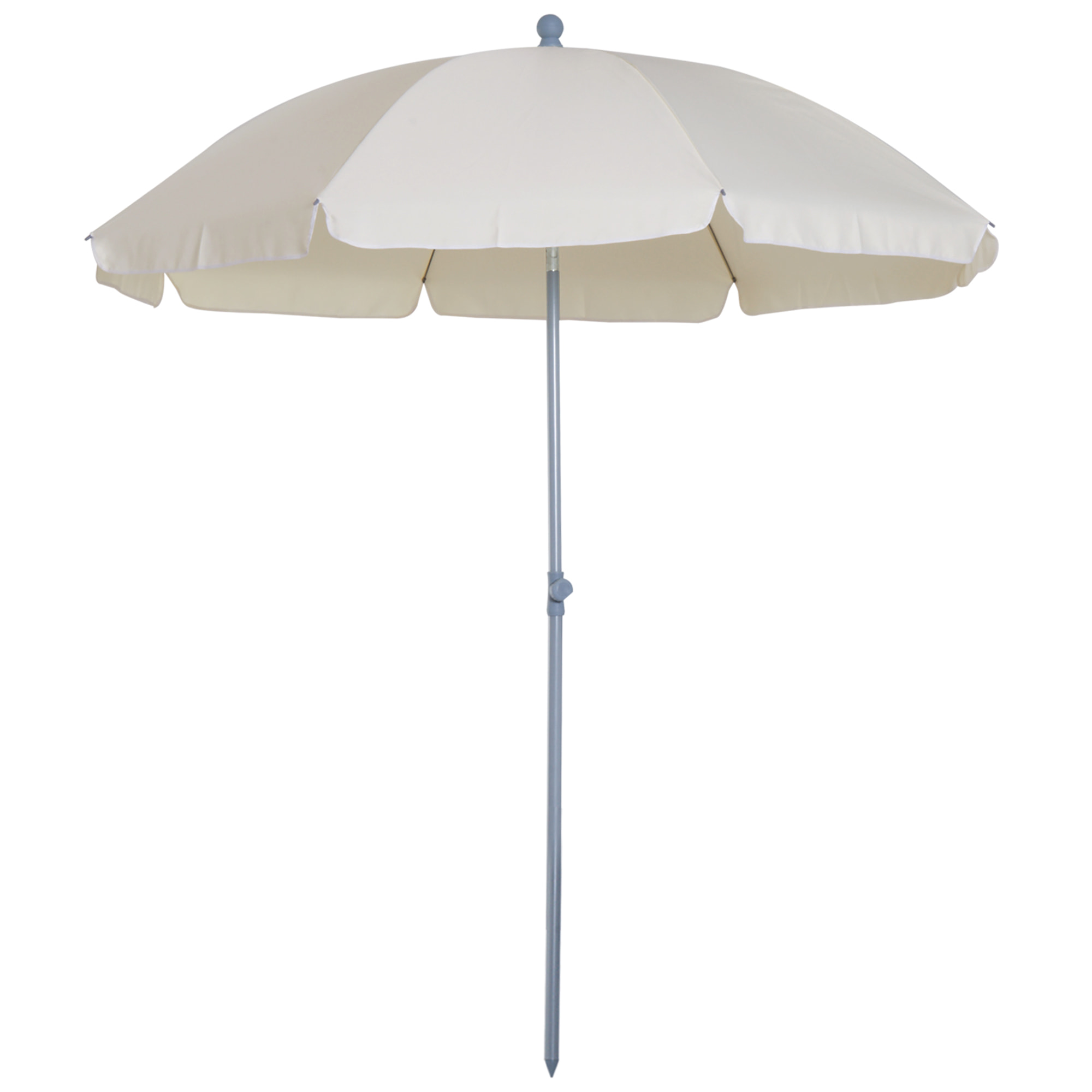 Sombrilla de Playa Diá¡metro Ø200cm con Techo Inclinable Poste Desmontable Crema