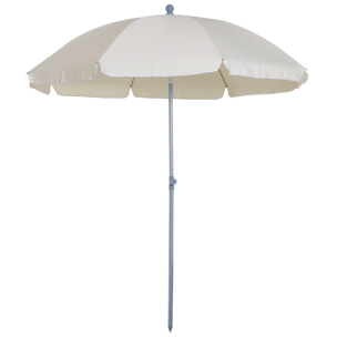 Sombrilla de Playa Diá¡metro Ø200cm con Techo Inclinable Poste Desmontable Crema