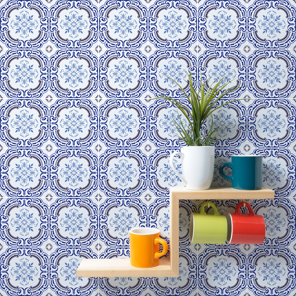 Stickers muraux - Sticker Mural Carrelage adhésif Cuisine Salle de Bain - 24 STICKERS CARRELAGES AZULEJOS SAMARA
