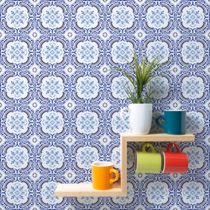 Stickers muraux - Sticker Mural Carrelage adhésif Cuisine Salle de Bain - 24 STICKERS CARRELAGES AZULEJOS SAMARA