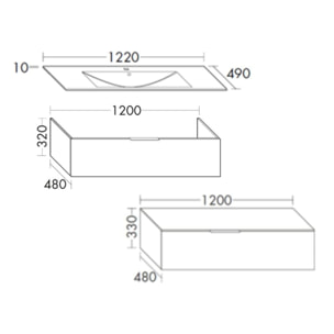 Meuble vasque 120 cm BURGBAD Olena en décalé blanc brillant + miroir