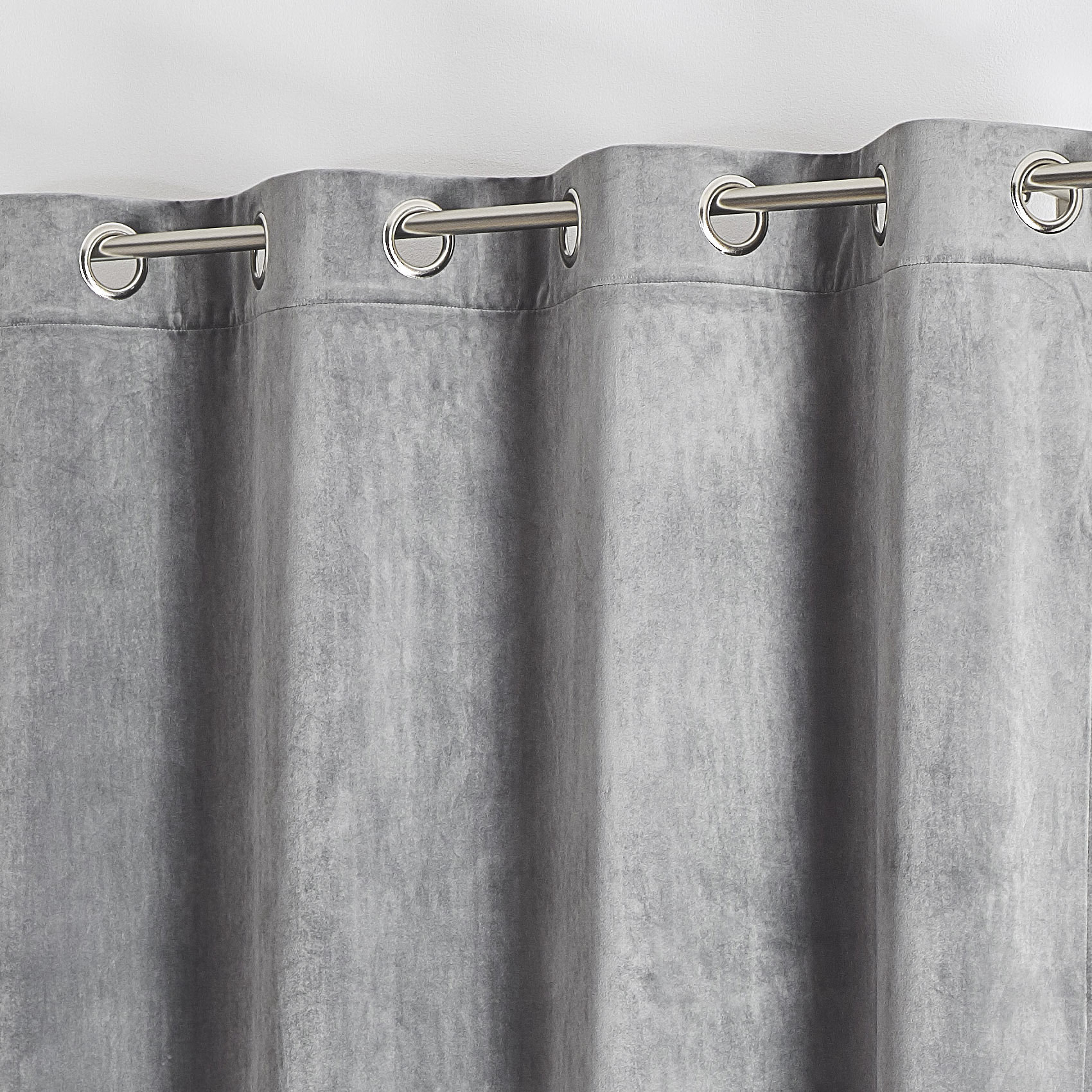 Rideau en velours feutré uni - Gris Perle