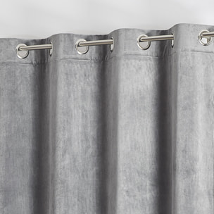 Rideau en velours feutré uni - Gris Perle