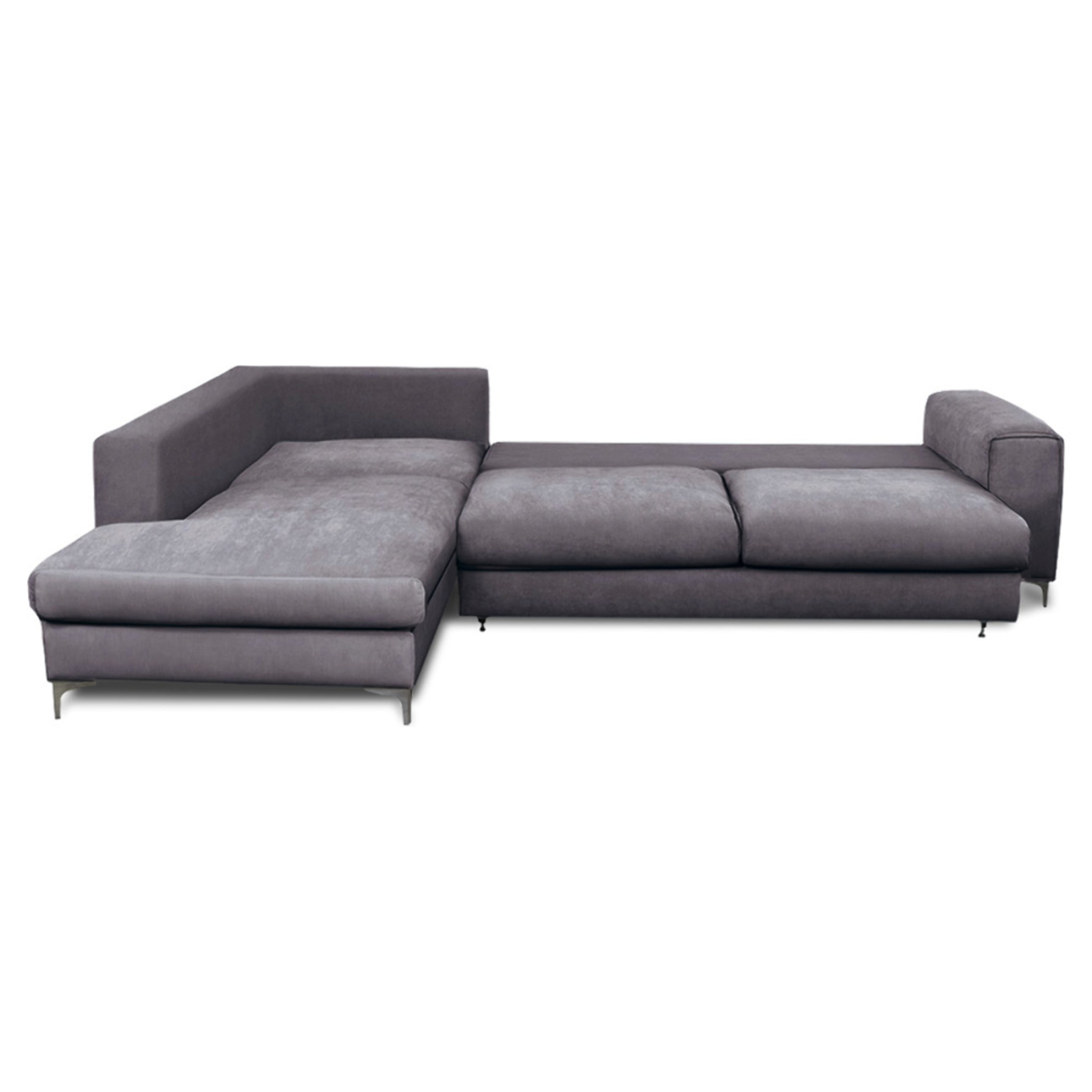 Canapé d'Angle Gauche Velours Fiesole, 3 Places, Couchage Intégré, Coffre de Rangement, Housse Déhoussable