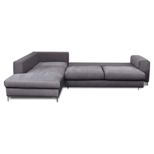 Canapé d'Angle Gauche Velours Fiesole, 3 Places, Couchage Intégré, Coffre de Rangement, Housse Déhoussable