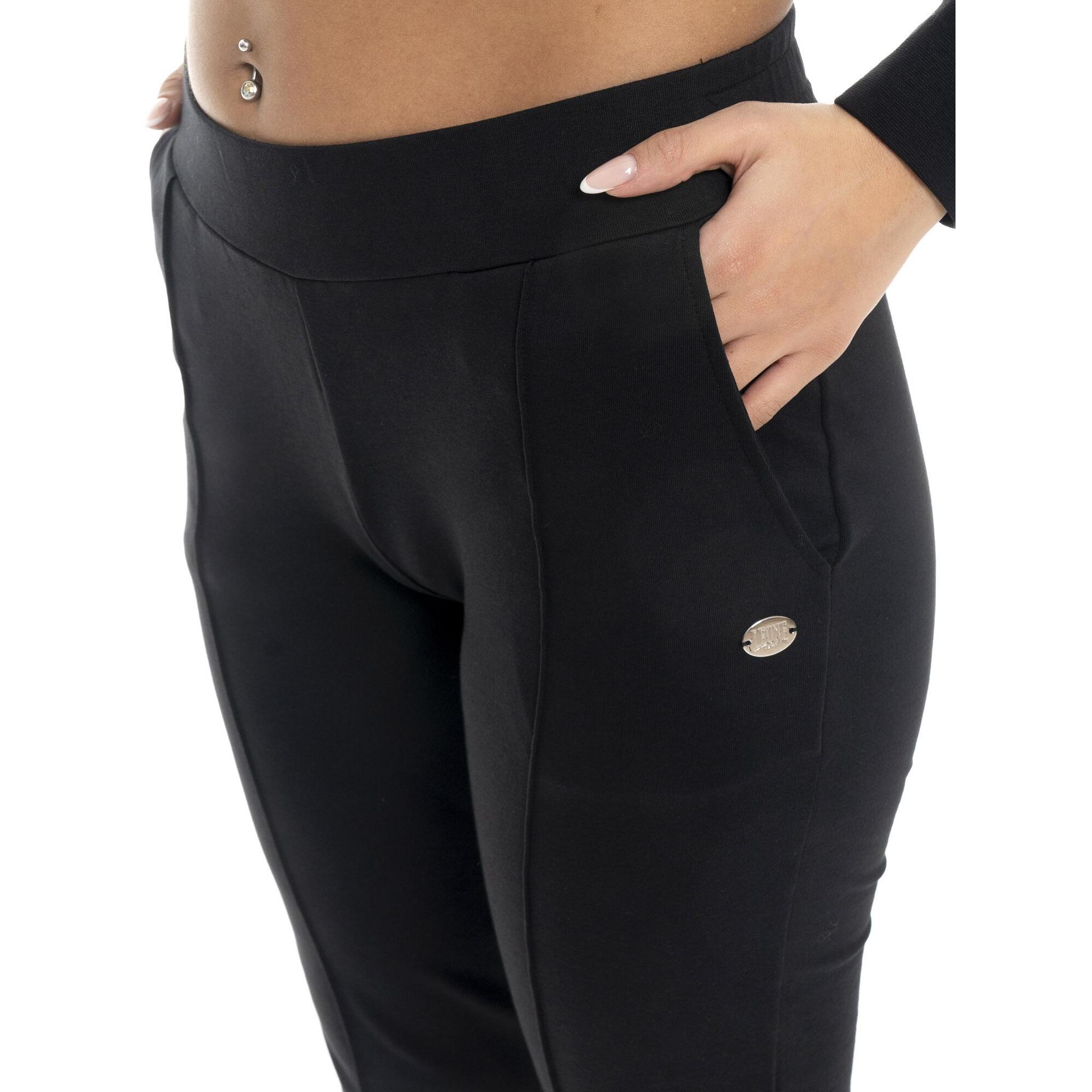 Pantaloni da donna in cotone non felpato con piega Leone Basic