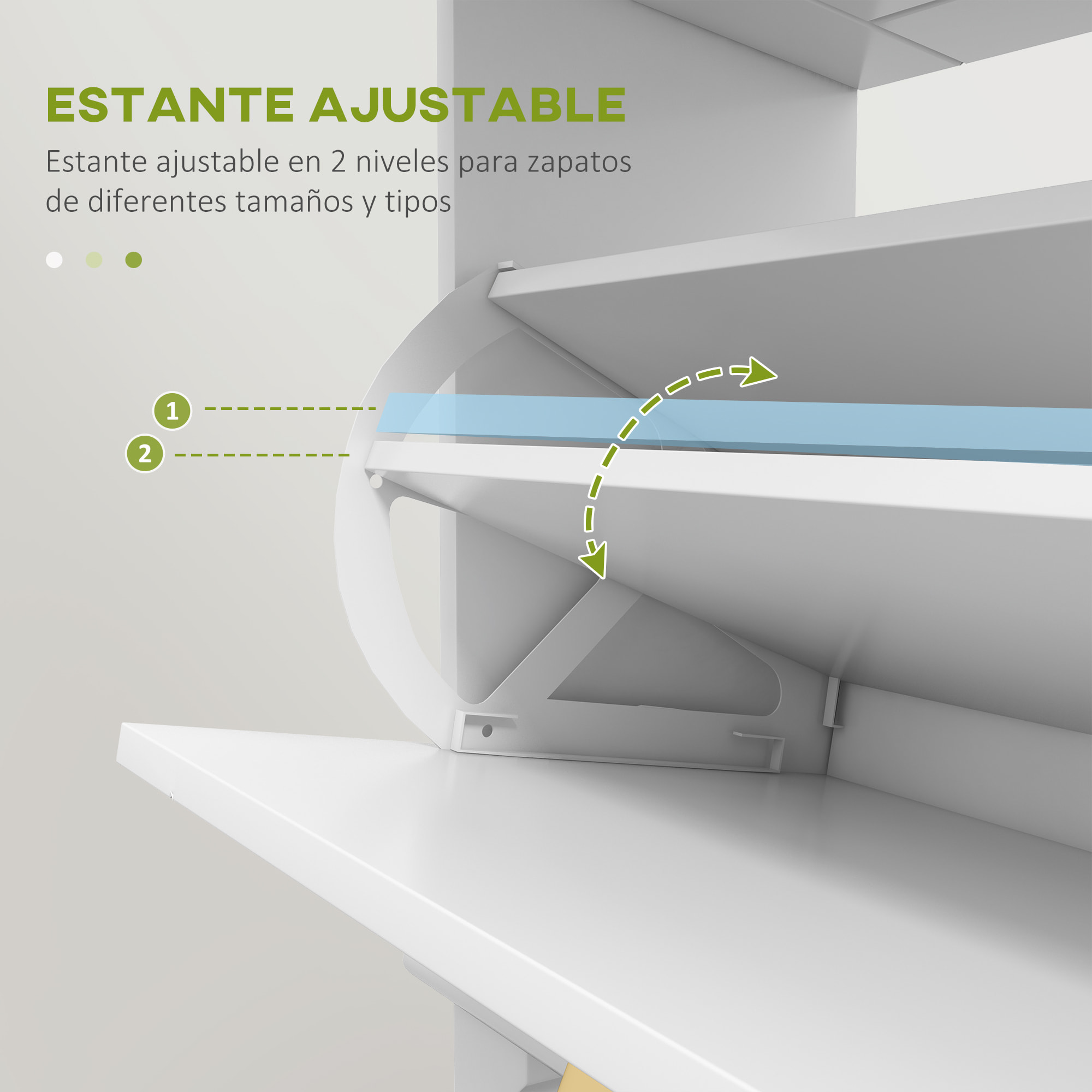 Mueble Zapatero Blanco Zapatero Estrecho con 2 Puertas Abatibles y 1 Cajón para 8 Pares de Zapatos para Entrada Pasillo 60x23,5x98,5 cm