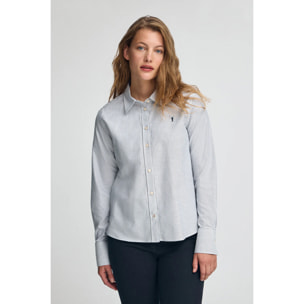 Camicia a righe blu marino regular fit con logo Rigby Go