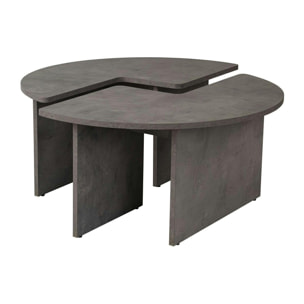 Table basse ronde effet béton – design puzzle MARFA