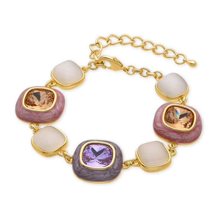 Pulsera de Circonita Multicolor acabada en oro amarillo de 18k
