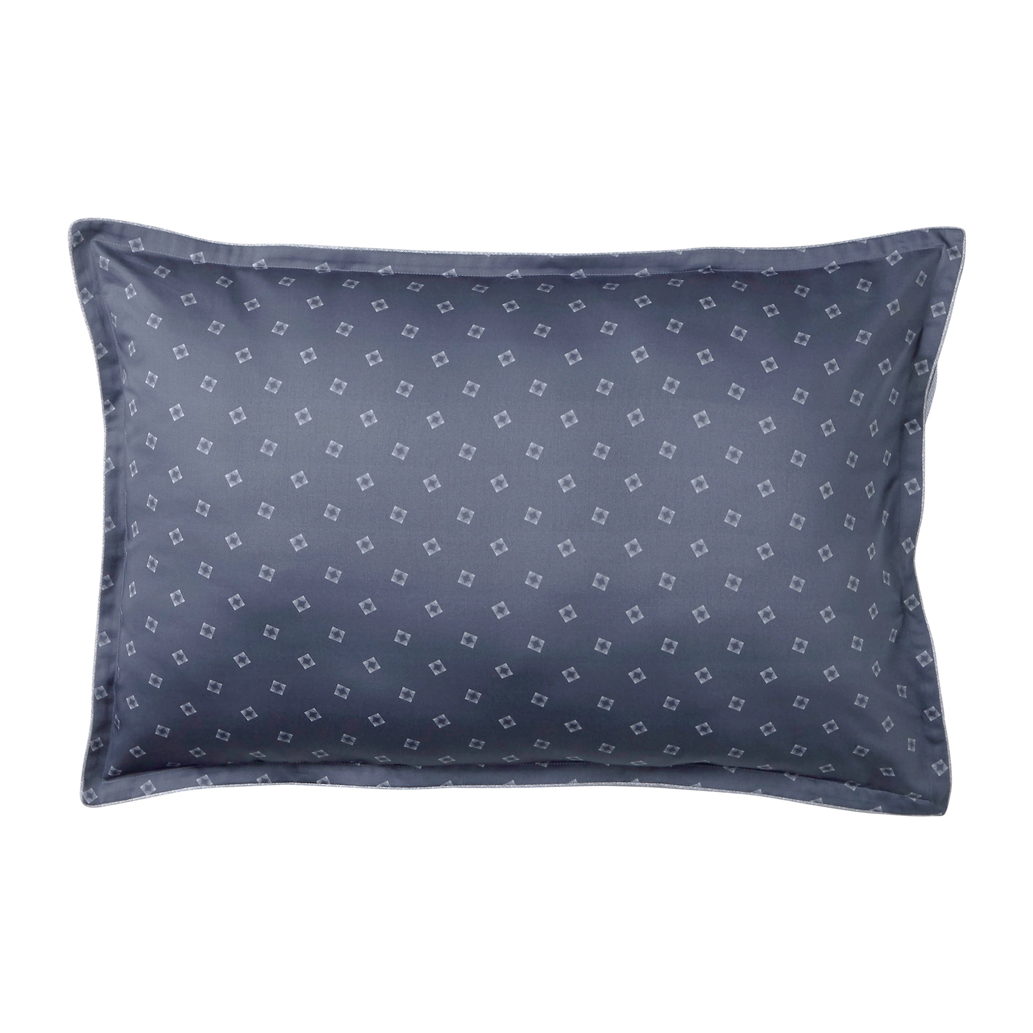 Taie d'oreiller imprimée en satin de coton, NOCTURNE, Bleu Marine