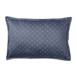 Taie d'oreiller imprimée en satin de coton, NOCTURNE, Bleu Marine