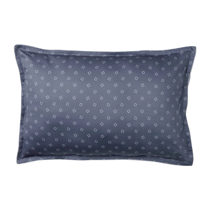 Taie d'oreiller imprimée en satin de coton, NOCTURNE, Bleu Marine
