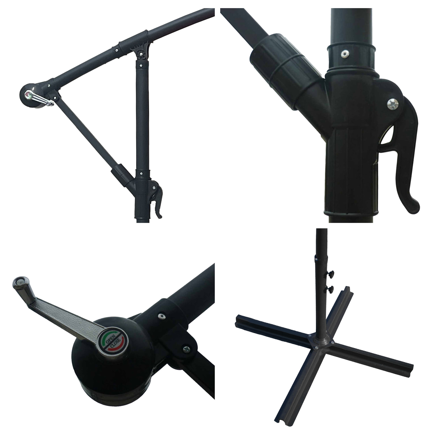 Parasol déporté OAHU rond avec housse - Gris