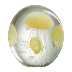 J-Line Presse-Pap Meduses Verre Jaune