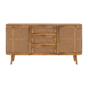 Buffet 2 portes et 3 tiroirs en cannage - Wava