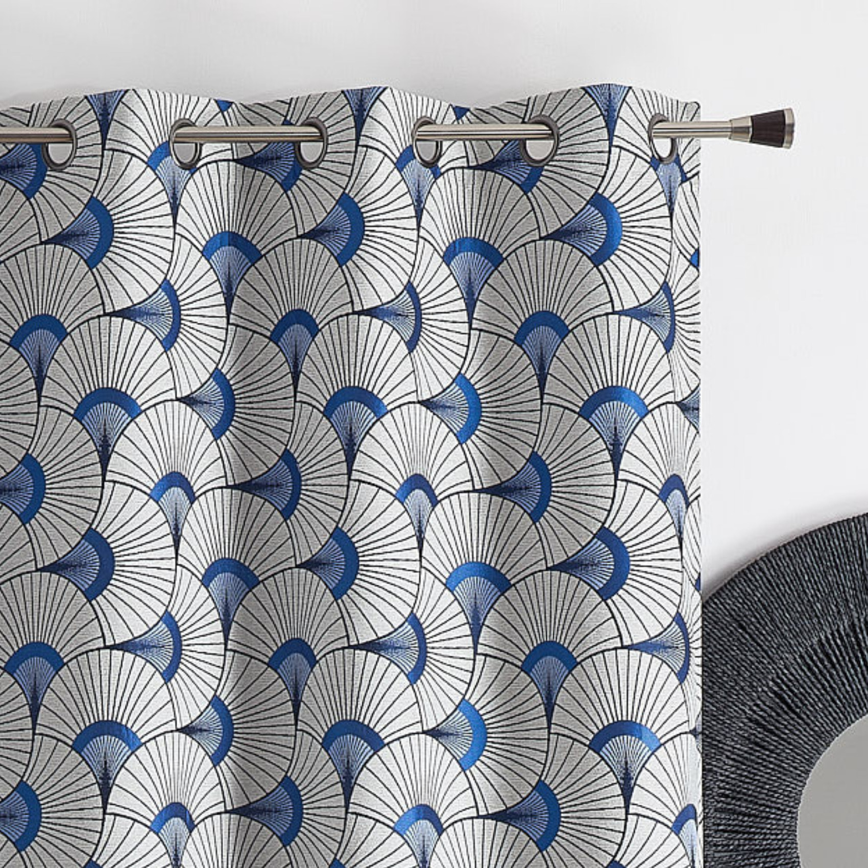 Rideau d'ameublement en jacquard - Bleu